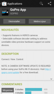 Application GoPro pour Android mise à jour